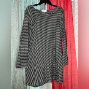 Umgee Charcoal and White Striped Top